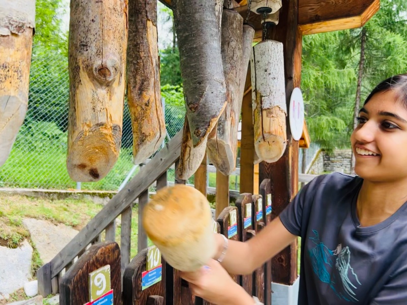 Xilofono coi suoni del legno al Bosco Derniga di Ossana